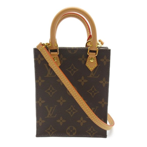 LOUIS VUITTON Petit Sac Plat Shoulder Crossbody Bag Monogram leather Used - Picture 1 of 11